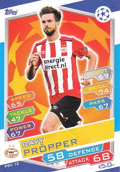 Davy Propper PSV Eindhoven 2016/17 Topps Match Attax CL #PSV12